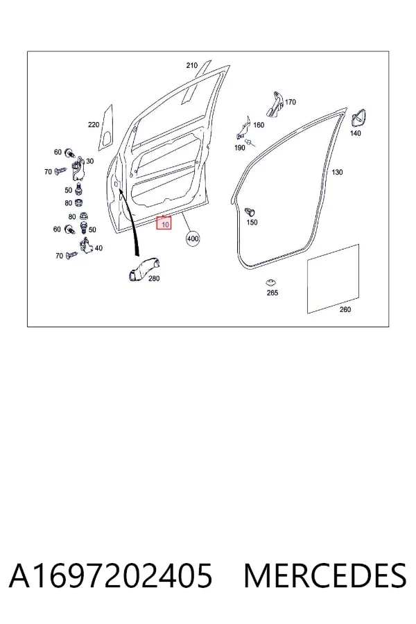 Дверь передняя правая A1697202405 Mercedes