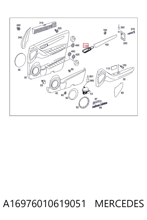 Купить A1697601061 Mercedes Ручка правой задней двери