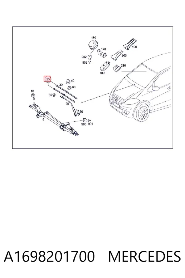 Щетки стеклоочистителя A1698201700 Mercedes