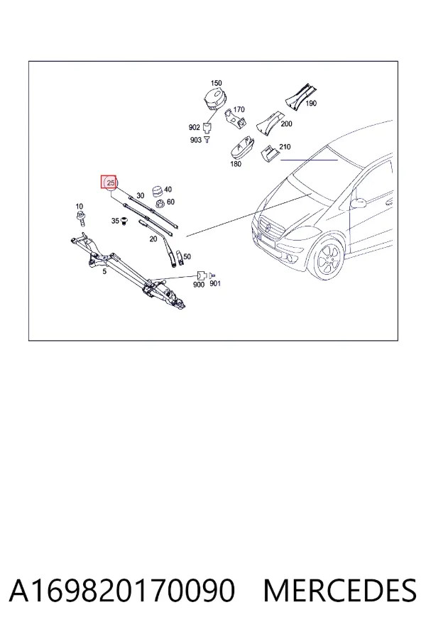 A1698201700 Mercedes Щетки лобового стекла