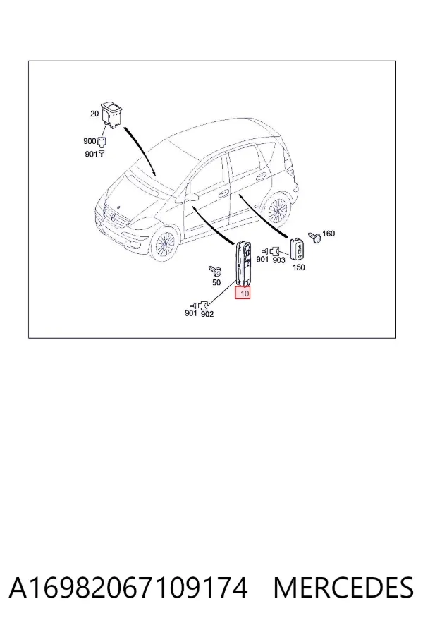 Кнопочный блок управления стеклоподъемником передний левый A16982067109174 Mercedes