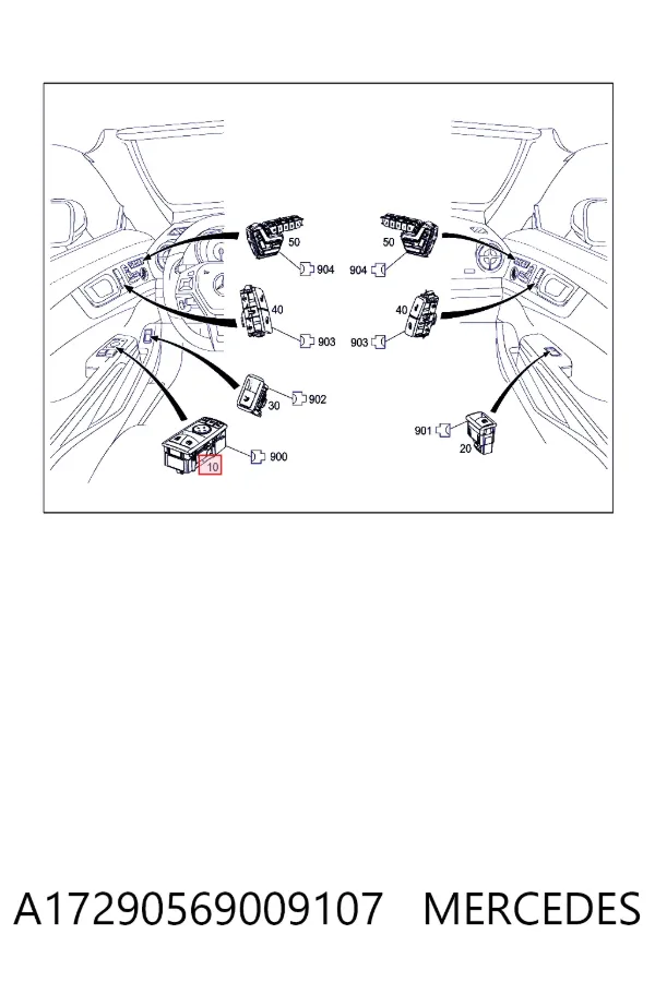 Кнопочный блок управления стеклоподъемником передний левый Mercedes A1729056900 цена, от 25.51 USD