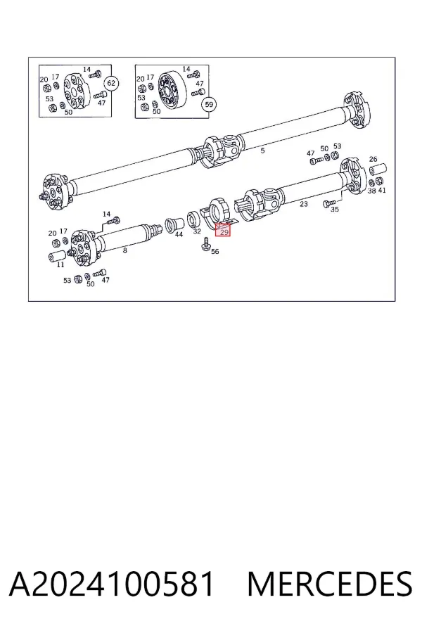 Подвесной подшипник карданного вала A2024100581 Mercedes