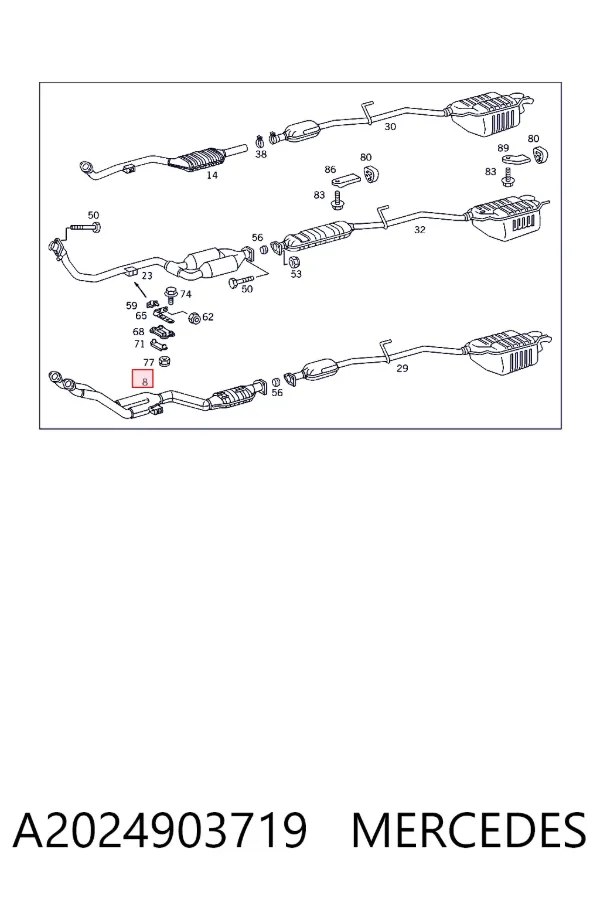 Приёмная труба A2024903719 Mercedes