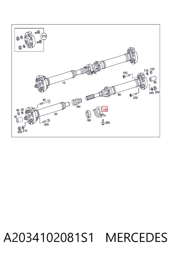 Подвесной подшипник карданного вала A2034102081S1 Mercedes