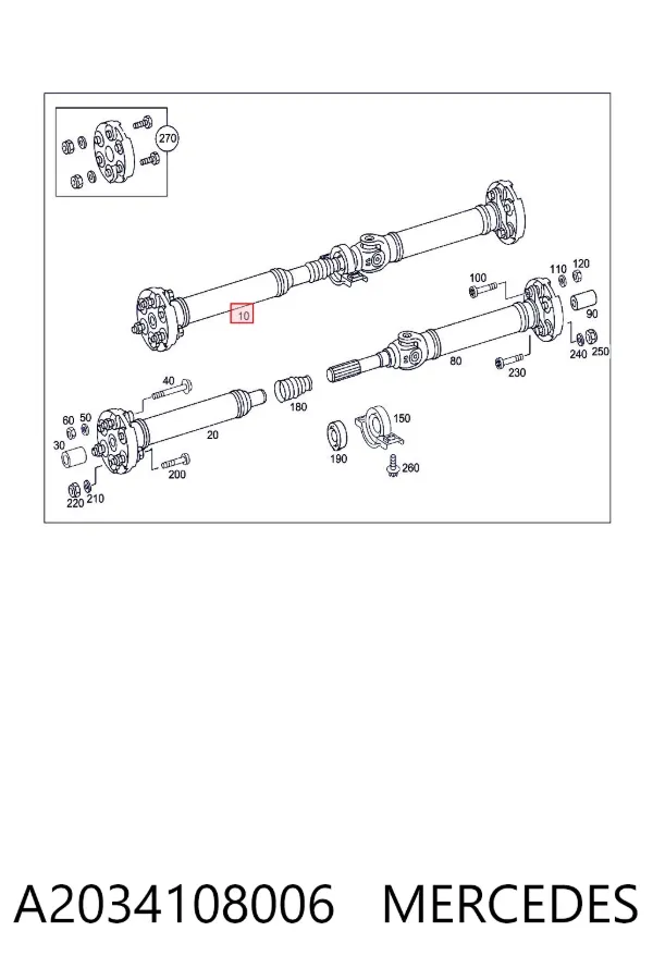 Кардан задний A2034108006 Mercedes