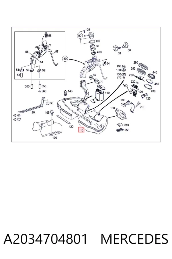 Бензобак A2034704801 Mercedes