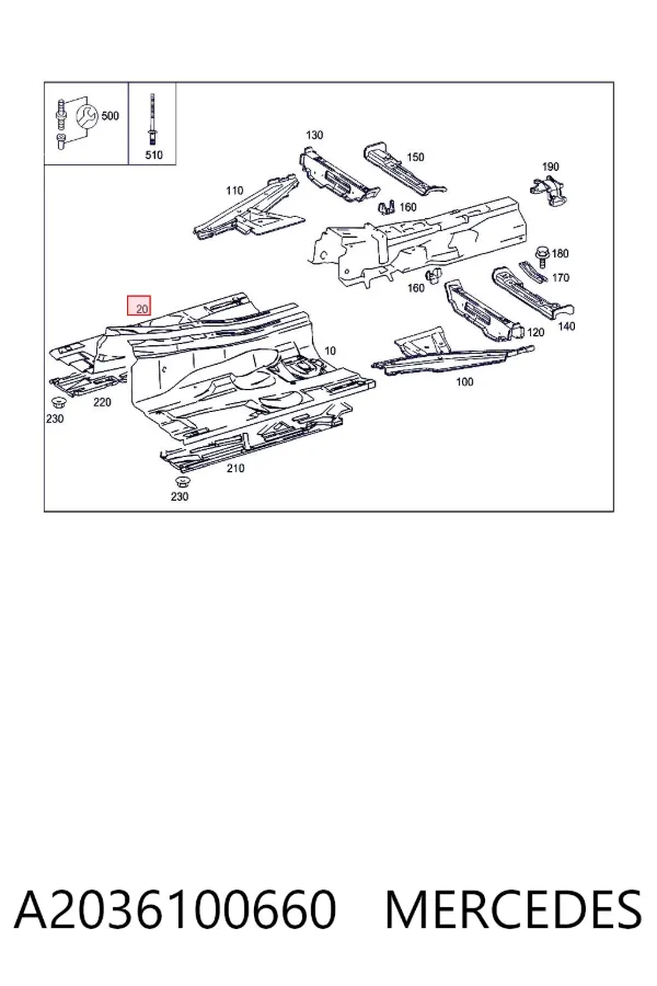 Днище кузова A2036100660 Mercedes