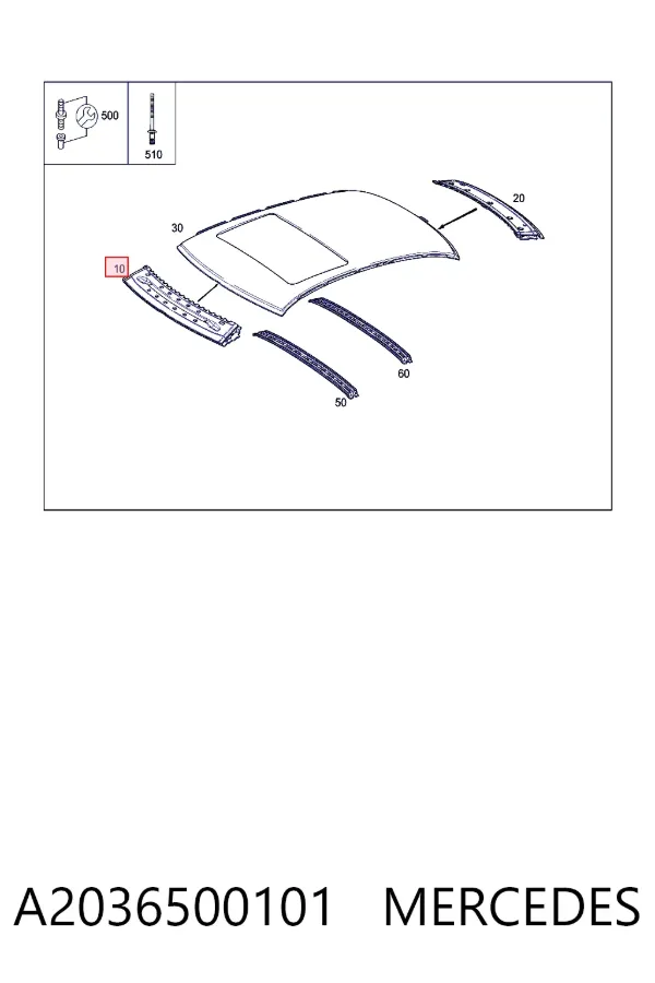 Усилитель крыши A2036500101 Mercedes