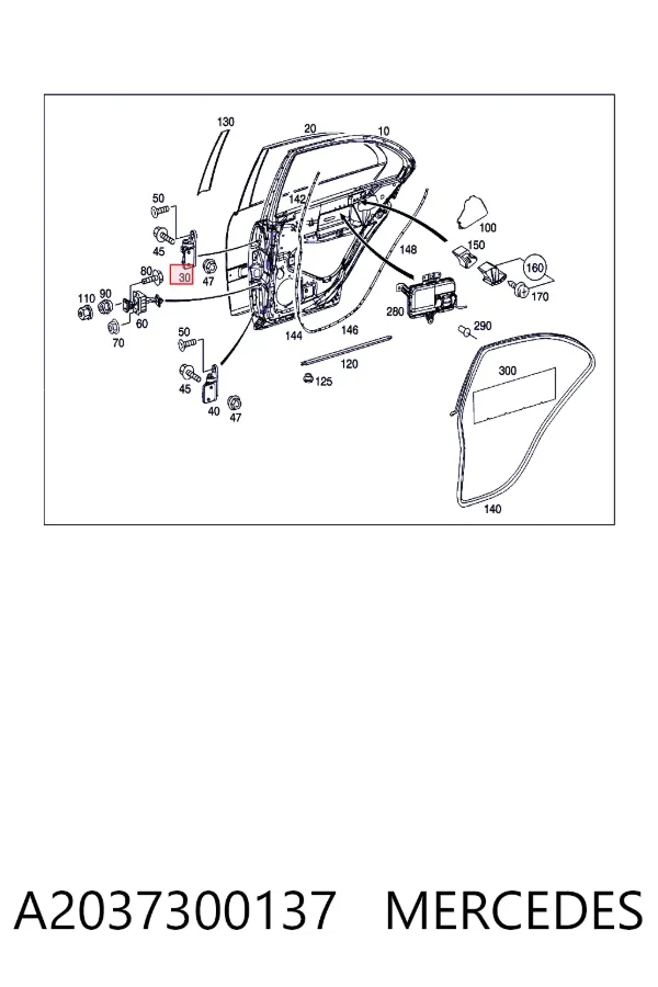 Петля двери задней левой A2037300137 Mercedes