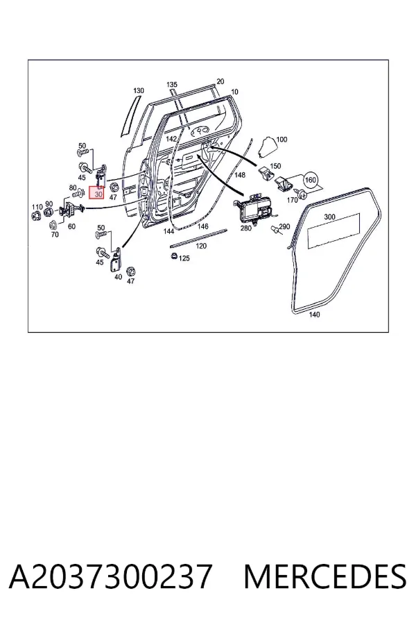 Петля двери задней правой A2037300237 Mercedes