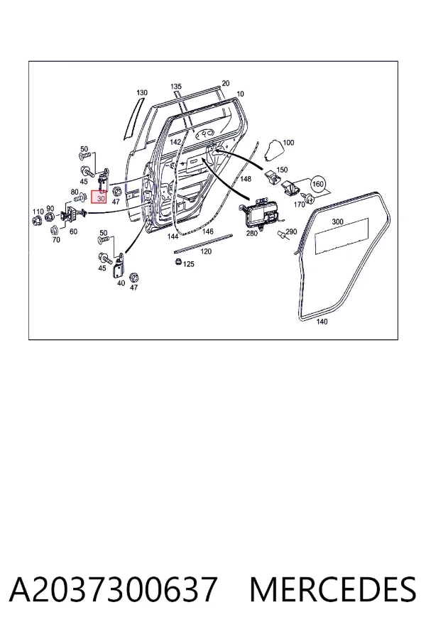 Петля двери задней правой A2037300637 Mercedes