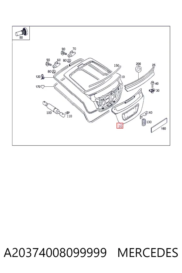 Купить A2037400809 Mercedes Дверь задняя багажная