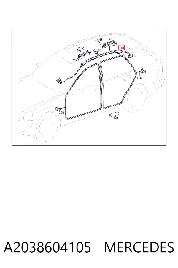Шторка боковая, левая A2038604105 Mercedes