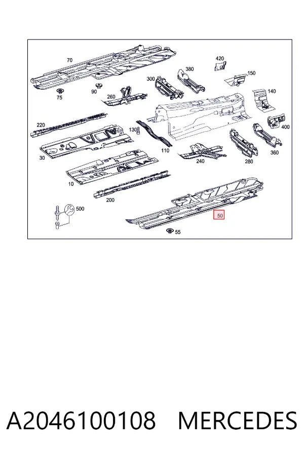 Защита днища левая A2046100108 Mercedes