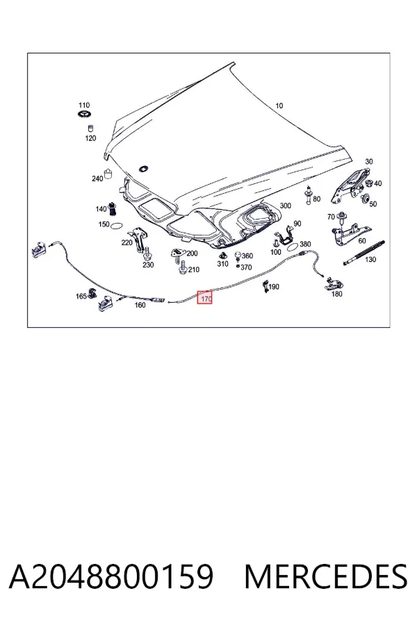 Трос открывания капота задний A2048800159 Mercedes