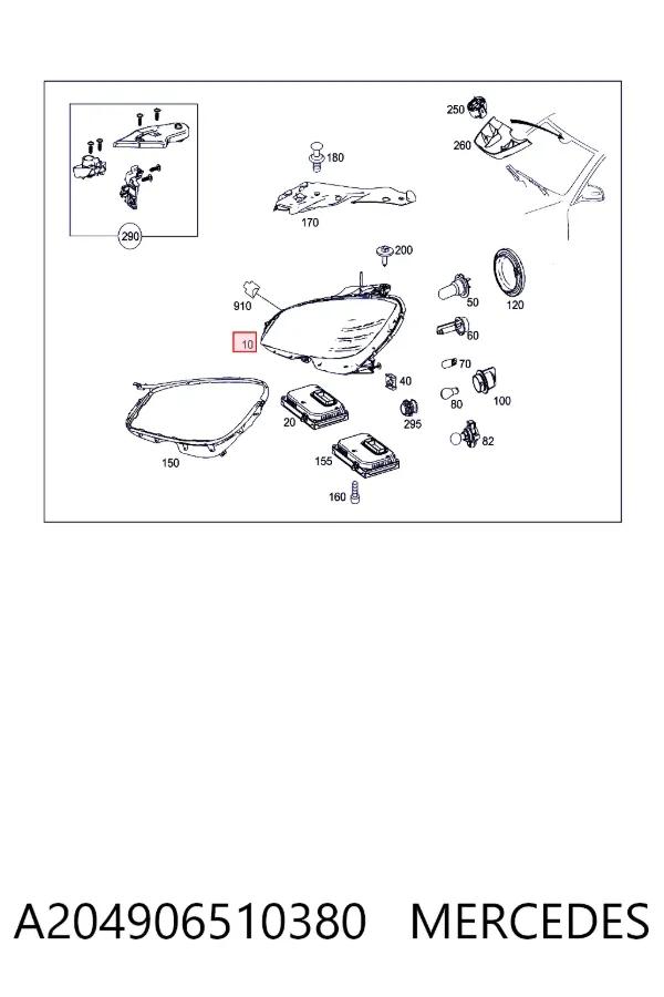 Левая фара A204906510380 Mercedes