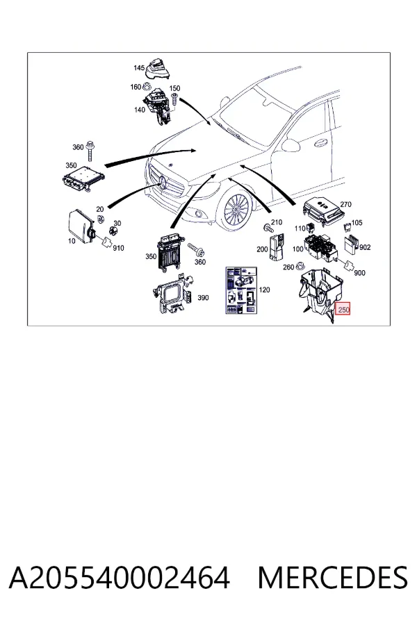 Корпус блока предохранителей Mercedes A2055400024