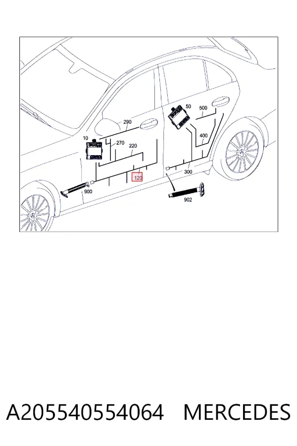 Жгут проводов передней двери A2055405540 Mercedes