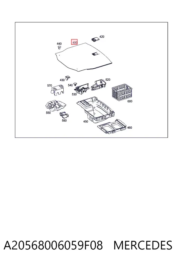 Облицовка багажного отсека нижняя A20568006059F08 Mercedes