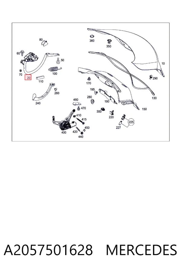Петля крышки багажника A2057501628 Mercedes