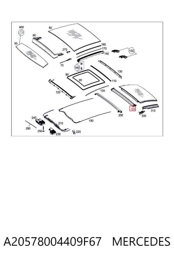 Штора люка солнцезащитная A20578004409F67 Mercedes