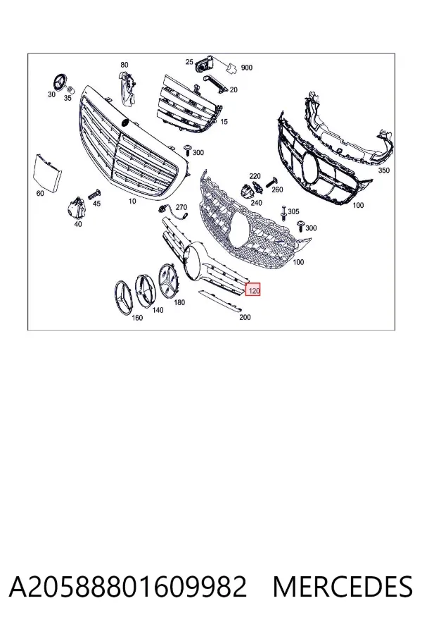 Решетка радиатора A20588801609982 Mercedes