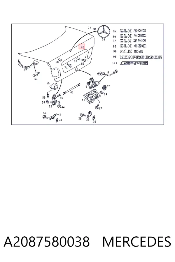 Накладка крышки багажника A2087580038 Mercedes