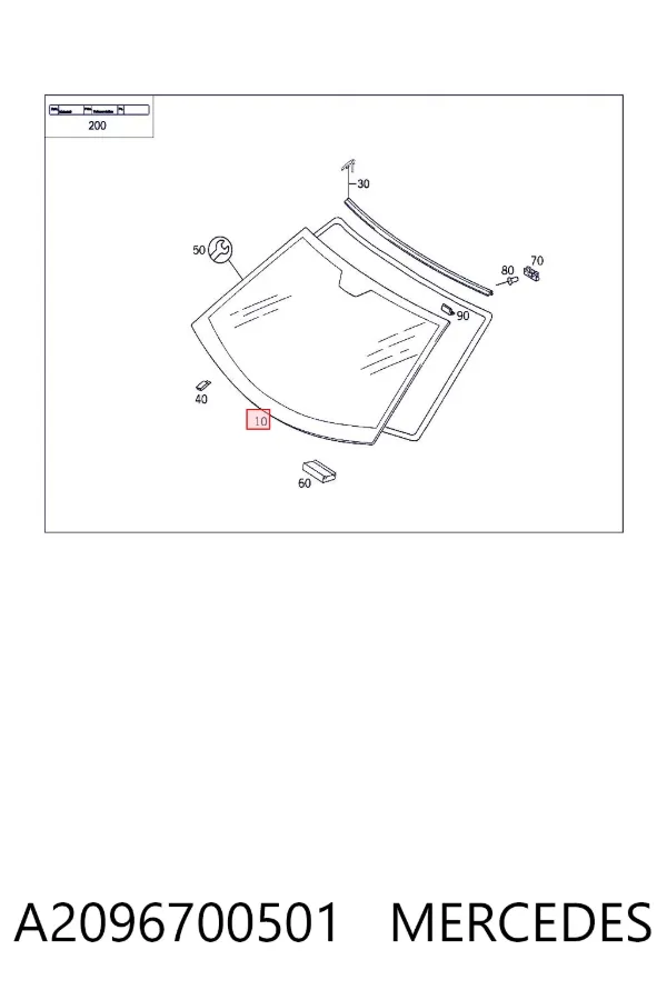 Лобовое стекло A2096700501 Mercedes