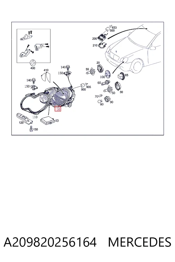 Левая фара A209820256164 Mercedes