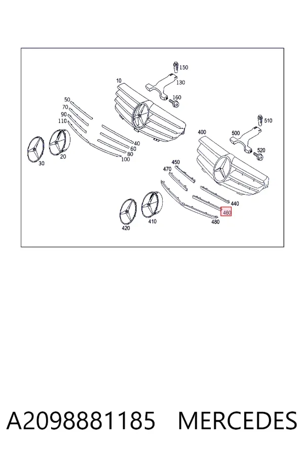 Решетка радиатора A2098881185 Mercedes