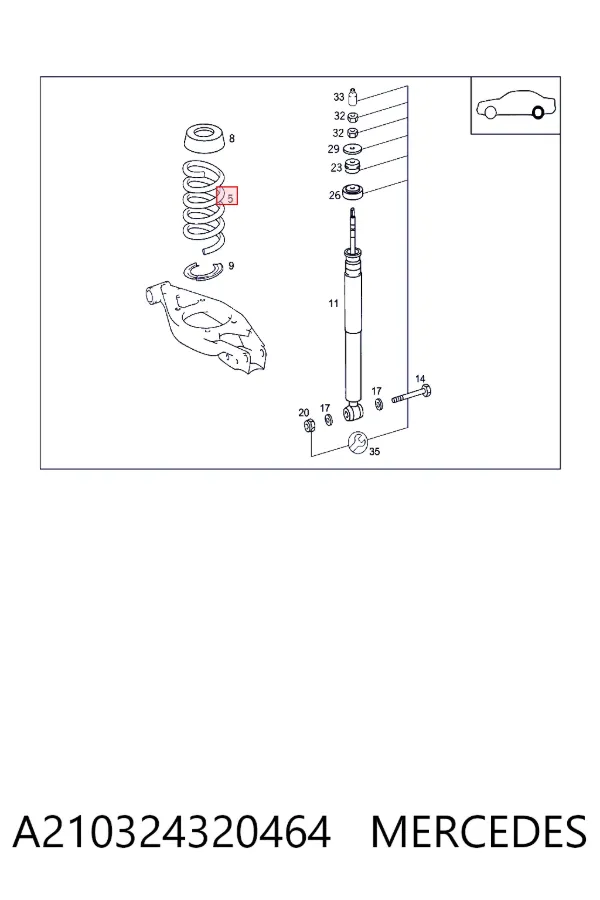 Пружина задняя Mercedes A2103243204