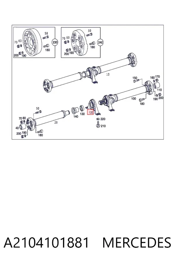 Подвесной подшипник карданного вала A2104101881 Mercedes
