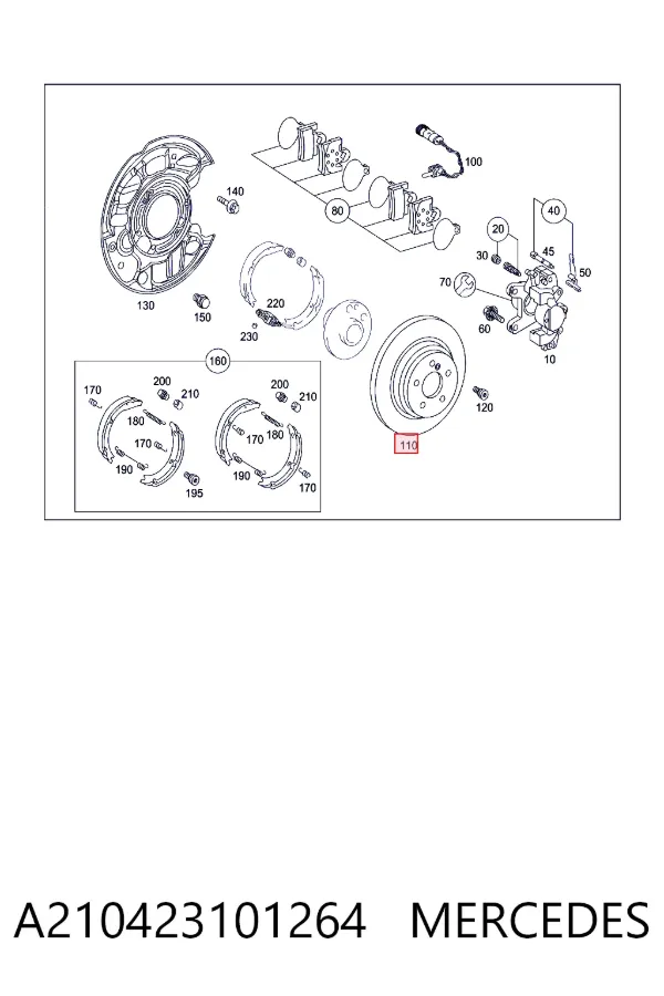 Задний дисковый тормоз Mercedes A2104231012