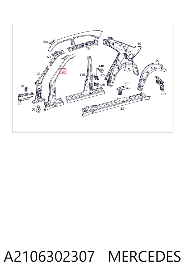 Стойка кузова передняя левая A2106302307 Mercedes