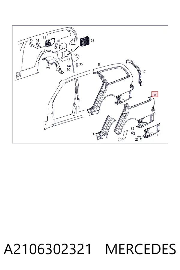 Крыло заднее левое A2106302321 Mercedes