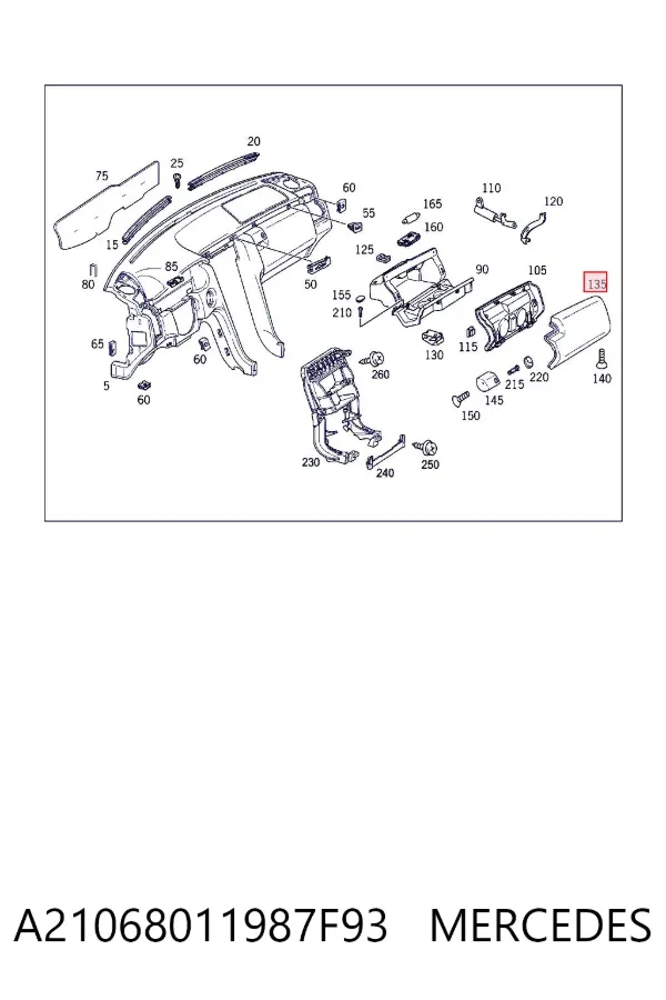 Крышка перчаточного ящика (бардачка) A21068011987F93 Mercedes