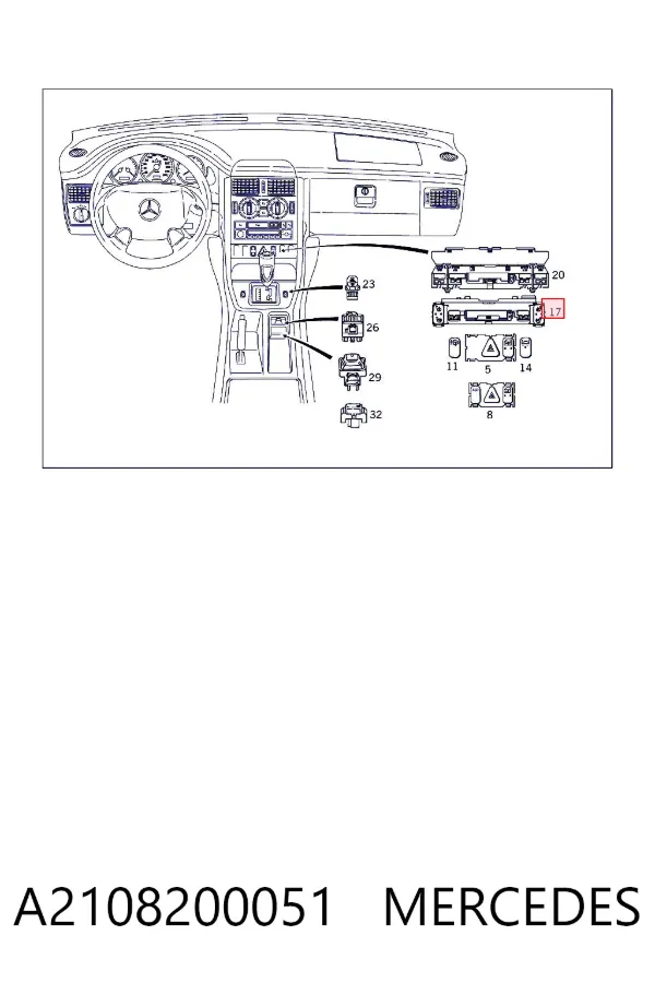 Кнопка включения обогрева сиденья A2108200051 Mercedes