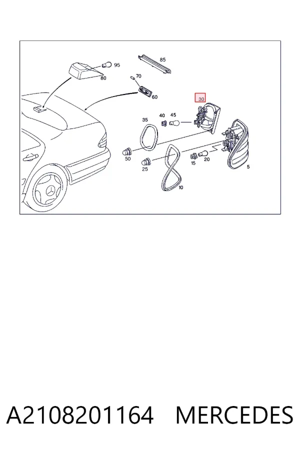 Фонарь задний левый внутренний A2108201164 Mercedes