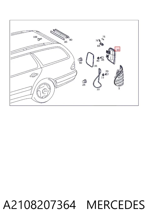 Фонарь задний левый внутренний A2108207364 Mercedes
