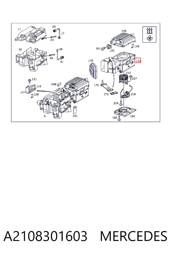 Корпус печки в сборе A2108301603 Mercedes