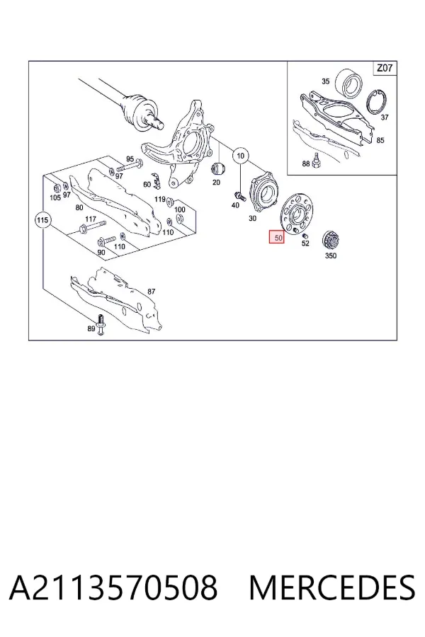 Задняя ступица A2113570508 Mercedes