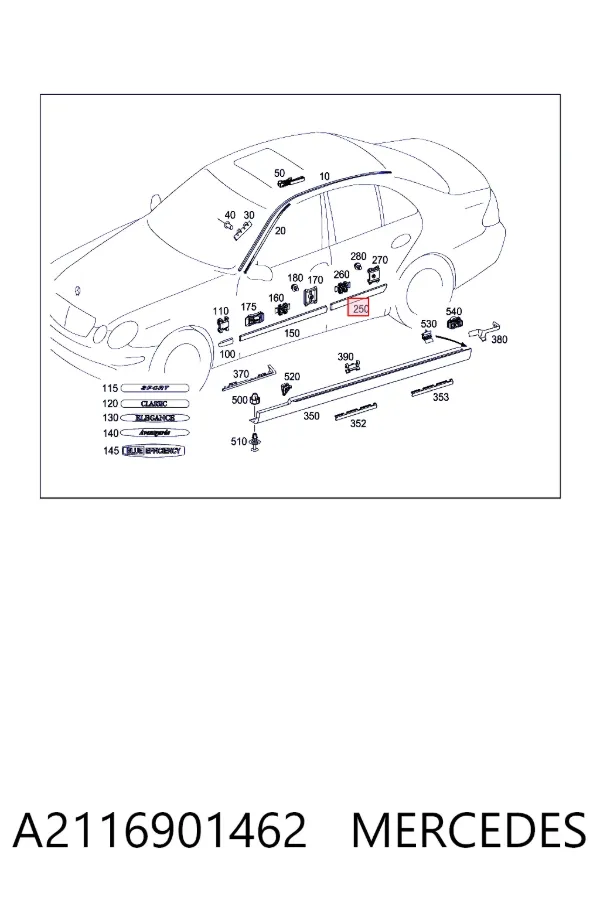 Молдинг задней левой двери A2116901462 Mercedes