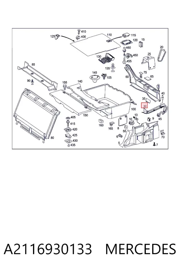 Панель багажного отсека задняя A2116930133 Mercedes