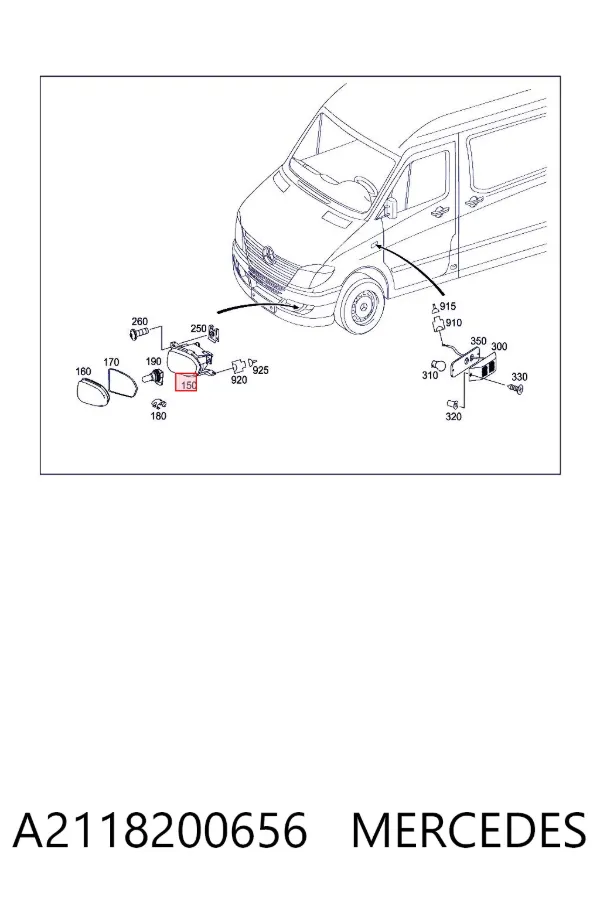 Фара противотуманная правая A2118200656 Mercedes