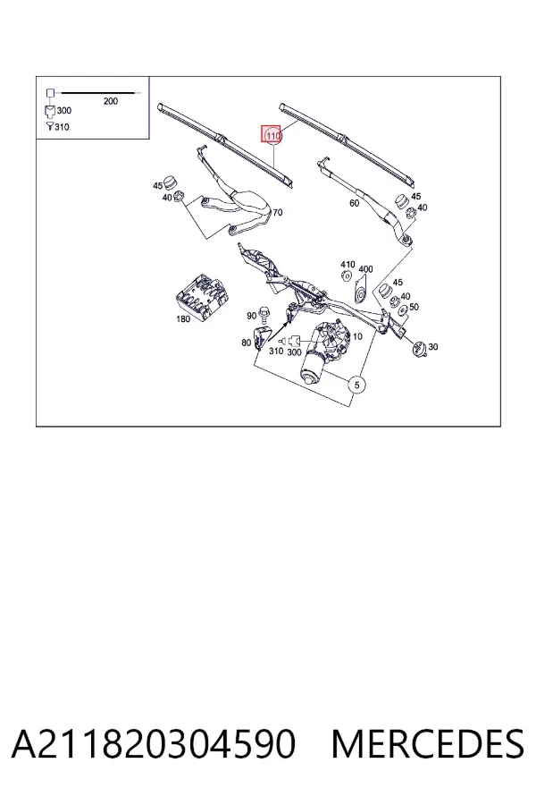 Купить A2118203045 Mercedes Бесконтактные дворники