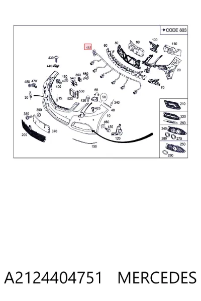Кабель (провод) парктроника бампера переднего MERCEDES A2124404751
