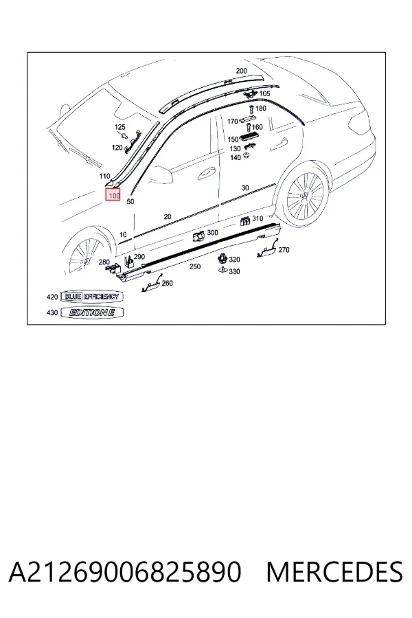 Молдинг крыши правый A21269006825890 Mercedes