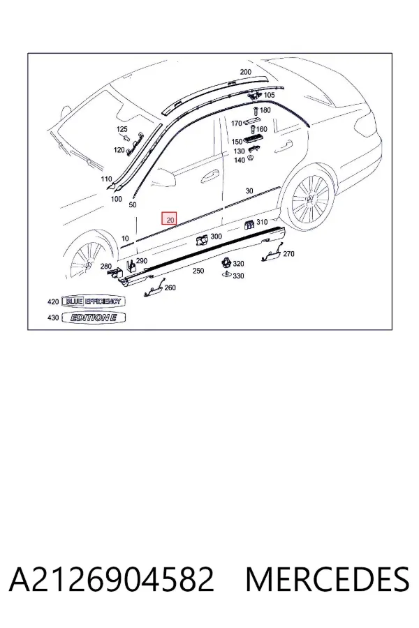 Молдинг двери передней левой A2126904582 Mercedes