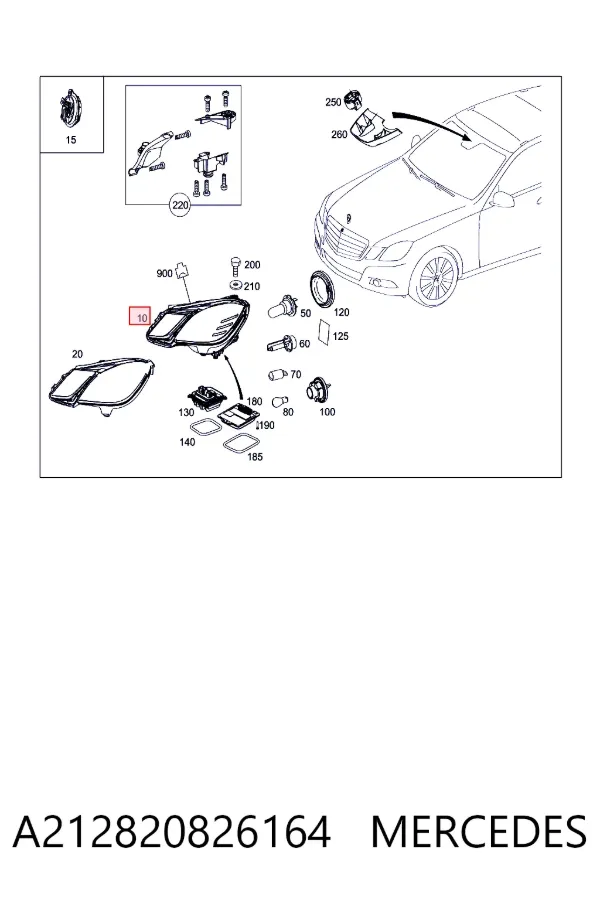 Правая фара A2128208261 Mercedes